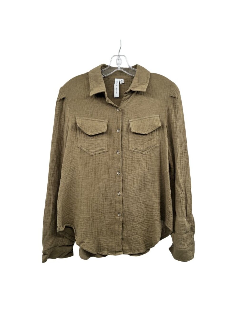 Grace+Karma Wonens Button Up Top Textured Green Size Medium